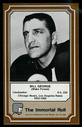 Bill George 1975 Fleer Immortal Roll football card Bill George 1975 Fleer Immortal Roll football card