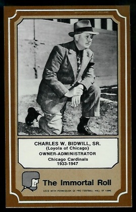 Charles Bidwill 1975 Fleer Immortal Roll football card