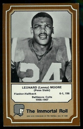 Lenny Moore 1975 Fleer Immortal Roll football card