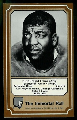 Dick Lane 1975 Fleer Immortal Roll football card
