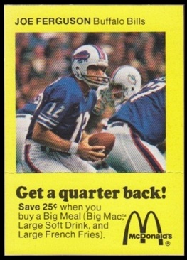 Joe Ferguson 1975 McDonalds Quarterbacks football card Joe Ferguson 1975 McDonalds Quarterbacks football card