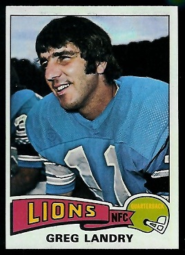 Greg Landry 1975 Topps football card