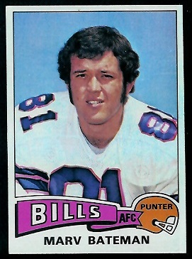 Marv Bateman 1975 Topps football card