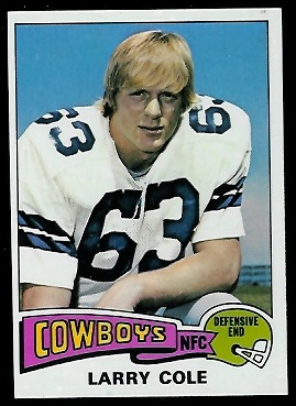 Larry Cole 1975 Topps football card