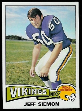 Jeff Siemon 1975 Topps football card