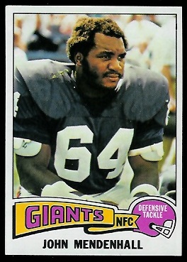 John Mendenhall 1975 Topps football card