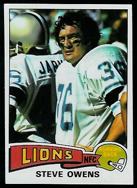 Steve Owens 1975 Topps football card