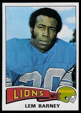 Lem Barney 1975 Topps football card