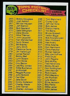 Checklist 265-396 1975 Topps football card