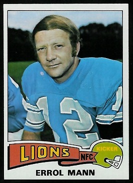 Errol Mann 1975 Topps football card