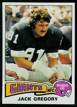 Jack Gregory 1975 Topps football card