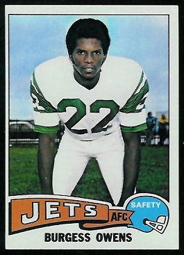 Burgess Owens 1975 Topps football card