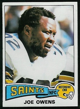 Joe Owens 1975 Topps football card