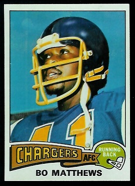 Bo Matthews 1975 Topps football card