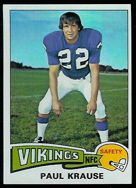 Paul Krause 1975 Topps football card