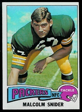 Malcolm Snider 1975 Topps football card