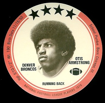 Otis Armstrong 1976 Buckmans Discs football card