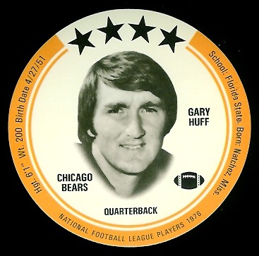 Gary Huff 1976 Buckmans Discs football card