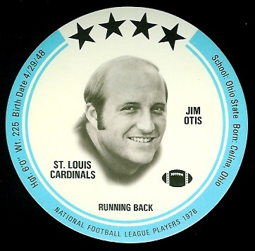 Jim Otis 1976 Buckmans Discs football card