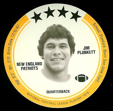 Jim Plunkett 1976 Buckmans Discs football card