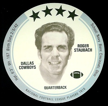 Roger Staubach 1976 Buckmans Discs football card