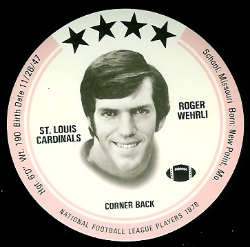 Roger Wehrli 1976 Buckmans Discs football card
