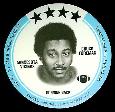 Chuck Foreman 1976 Buckmans Discs football card