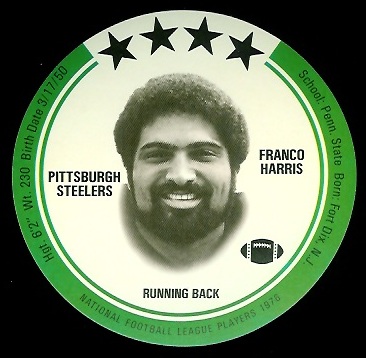 Franco Harris 1976 Buckmans Discs football card