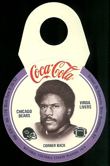 Virgil Livers 1976 Coke Bears Discs football card