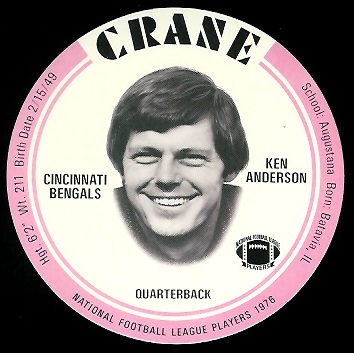 Ken Anderson 1976 Crane Discs football card