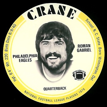 Roman Gabriel 1976 Crane Discs football card Roman Gabriel 1976 Crane Discs football card