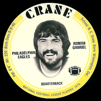 Roman Gabriel 1976 Crane Discs football card