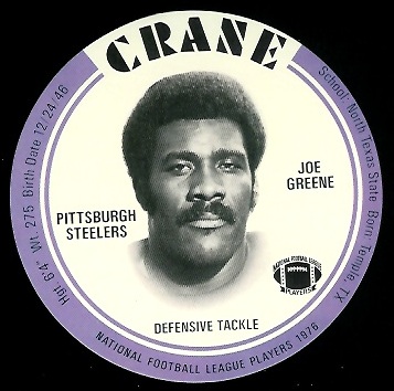 Joe Greene 1976 Crane Discs football card