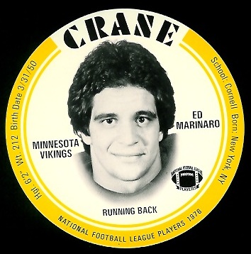 Ed Marinaro 1976 Crane Discs football card Ed Marinaro 1976 Crane Discs football card