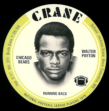 Walter Payton 1976 Crane Discs football card