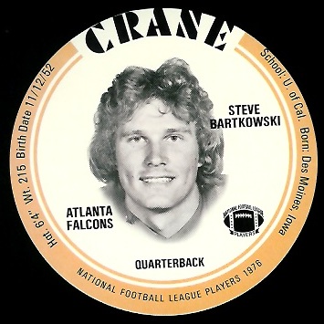 Steve Bartkowski 1976 Crane Discs football card