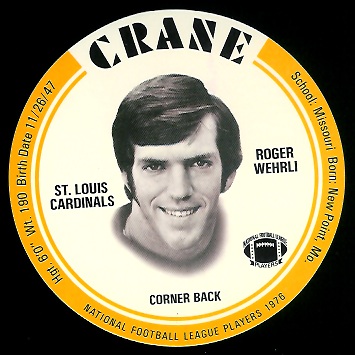 Roger Wehrli 1976 Crane Discs football card