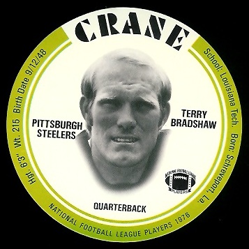 Terry Bradshaw 1976 Crane Discs football card