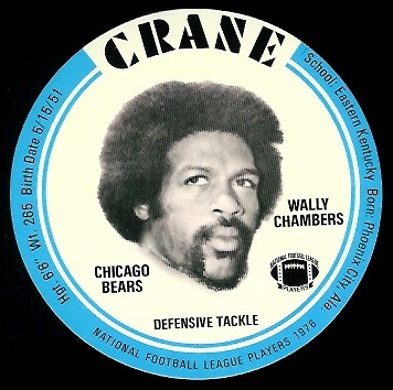 Wally Chambers 1976 Crane Discs football card Wally Chambers 1976 Crane Discs football card