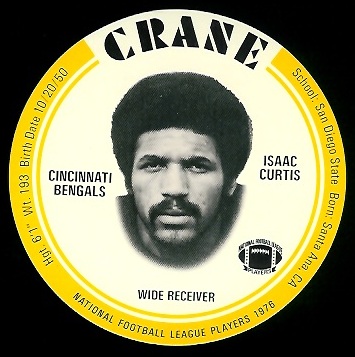 Isaac Curtis 1976 Crane Discs football card Isaac Curtis 1976 Crane Discs football card