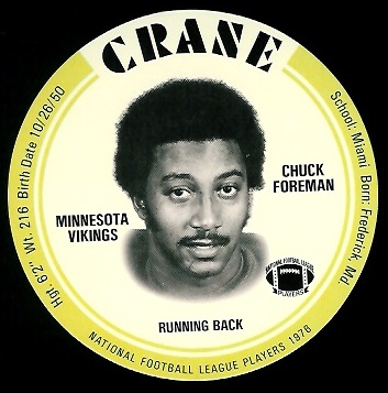 Chuck Foreman 1976 Crane Discs football card