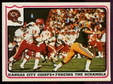 Kansas City Chiefs - Forcing the Scramble 1976 Fleer Team Action football card Kansas City Chiefs - Forcing the Scramble 1976 Fleer Team Action football card