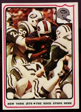 New York Jets - The Buck Stops Here 1976 Fleer Team Action football card