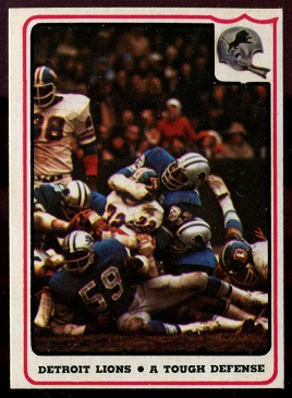 Detroit Lions - A Tough Defense 1976 Fleer Team Action football card Detroit Lions - A Tough Defense 1976 Fleer Team Action football card