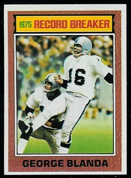 George Blanda: Record Breaker 1976 Topps football card