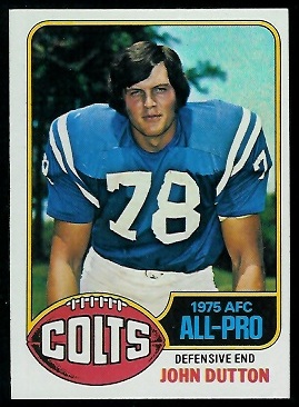 John Dutton 1976 Topps football card