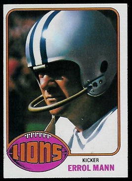 Errol Mann 1976 Topps football card