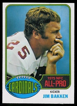 Jim Bakken 1976 Topps football card