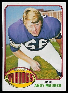 Andy Maurer 1976 Topps football card