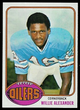 Willie Alexander 1976 Topps football card